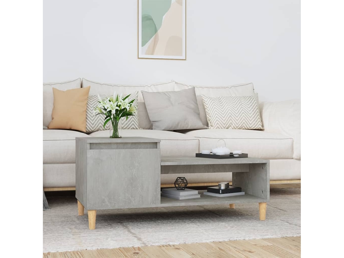 Mesa de Centro Apoyo 100X50X45 cm Derivados Madera Gris Cemento