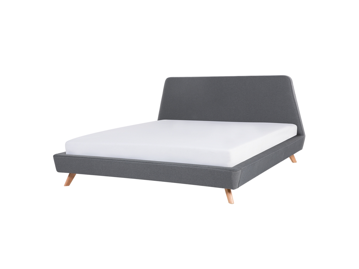 Cama con somier BELIANI Vienne de Poliéster Gris 200x220x103
