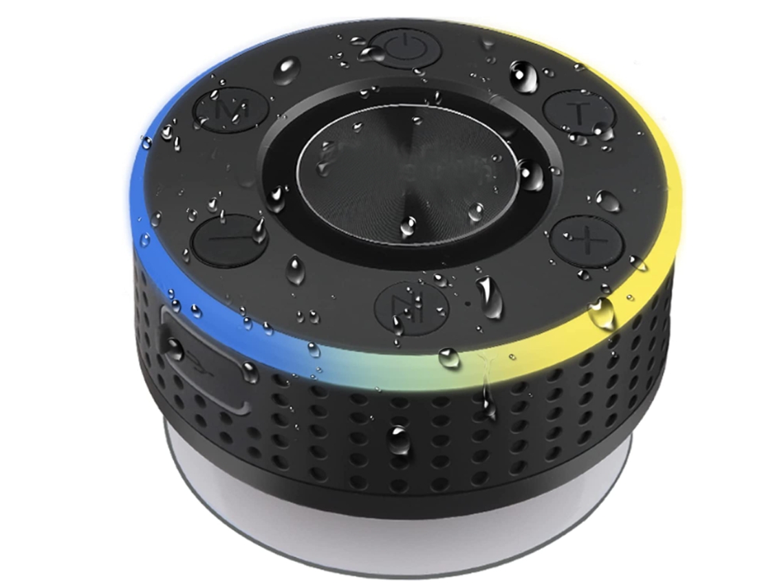 Altavoz de ducha Bluetooth, inalámbrico, resistente al agua IP7 con ventosa, portátil, Bluetooth 5.0, color negro Yizhood