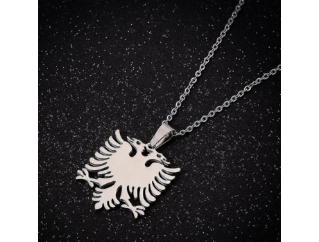 Collar con Shenja E flamurit Albanian Eagle Gold chapado y plata