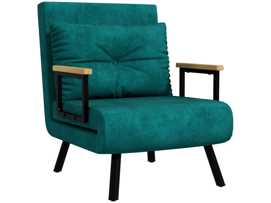 Sofá Cama Individual Plegable Silla Cama Convertible 3 En 1 Respaldo Ajustable De 5 Niveles Y Almohada 63x73x81 Cm Verde