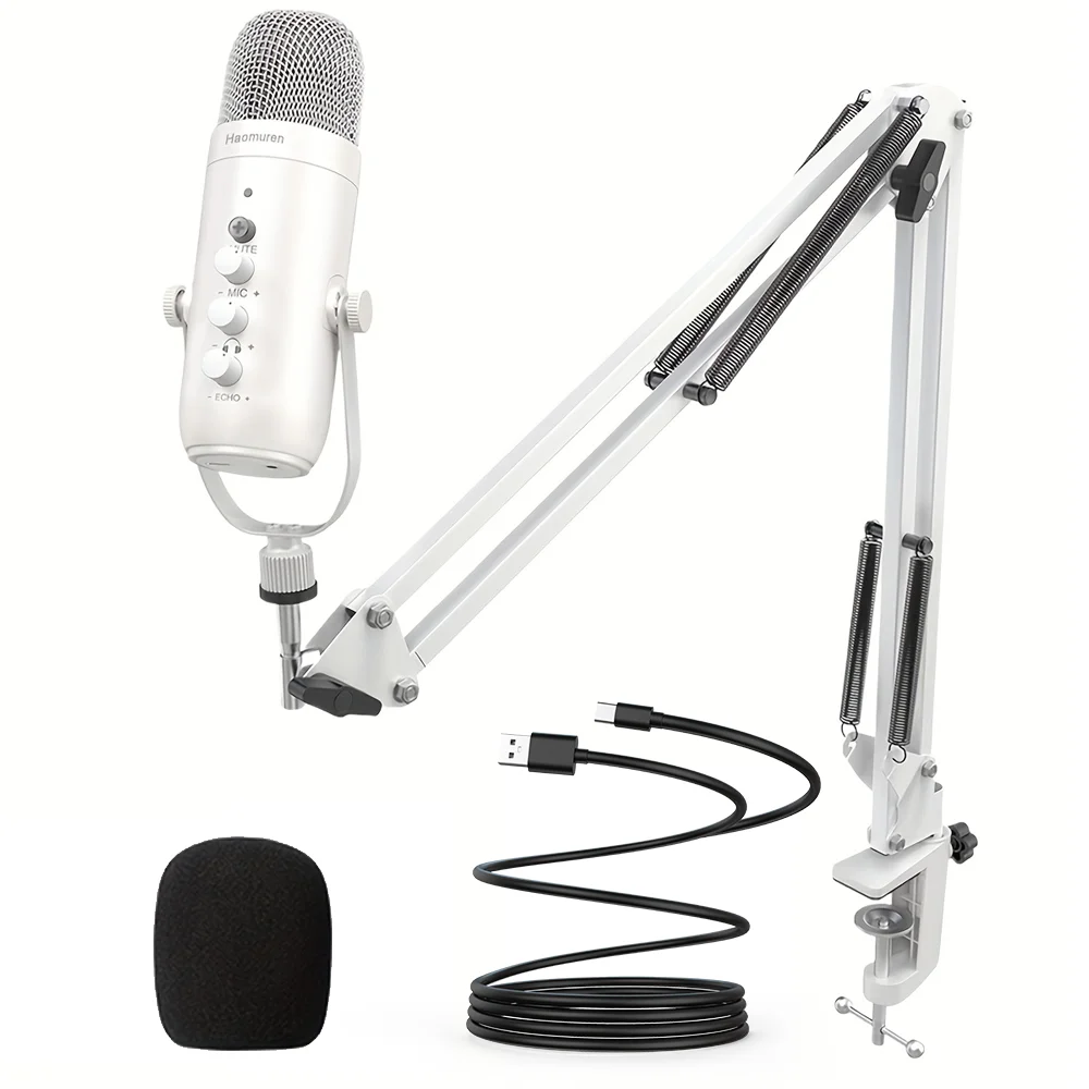Kit De Micrófono Profesional Para Transmisión De Podcast Con Soporte Voladizo, Adecuado Para Grabaciones De Youtube.