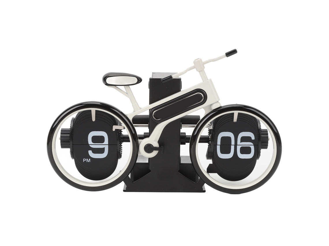 2026-reloj Flip En Forma De Bicicleta Retro Mecánico De Mesa Operado Por Baterías Para Hogar Oficina Blanco