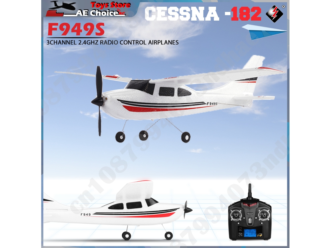 Avión RC F949 Cessna 182 de ala fija, 3 canales, giroscopio 2.4G, 3D6G, modelo RTF, avión de control remoto para exteriores. Aeuzwr