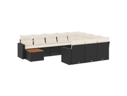 Maison Exclusive - Set De Sofás De Jardín 11 Pzas Y Cojines Ratán Sintético Negro