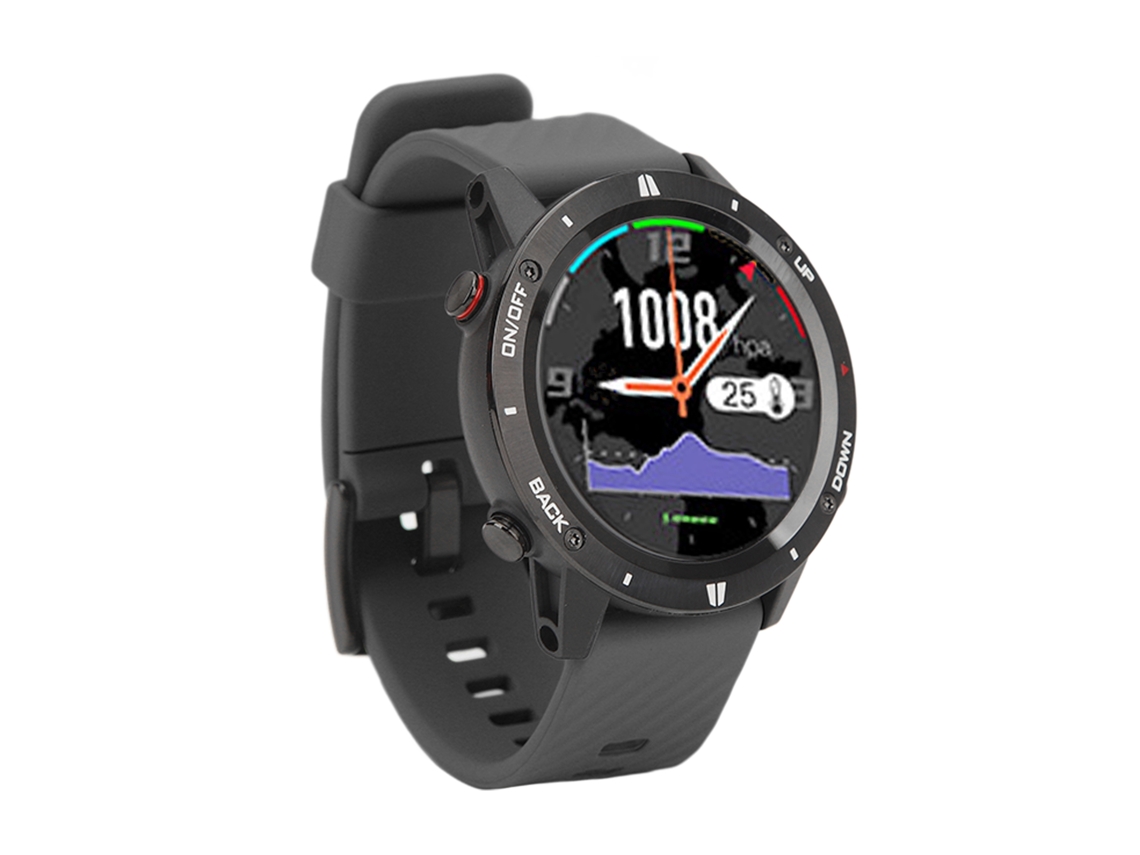 Reloj deportivo inteligente con monitorización del sueño, GPS, IP68, negro.