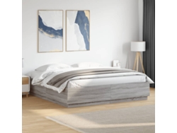 Estructura De Cama Madera De Ingeniería Gris Sonoma 200x200 Cm