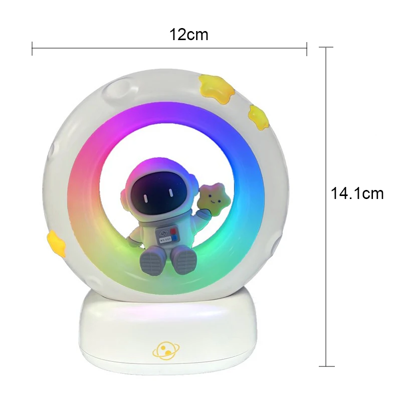 (Astronauta RGB) Luz nocturna LED Panda Astronauta para mesita de noche, recargable por USB, hecha de silicona