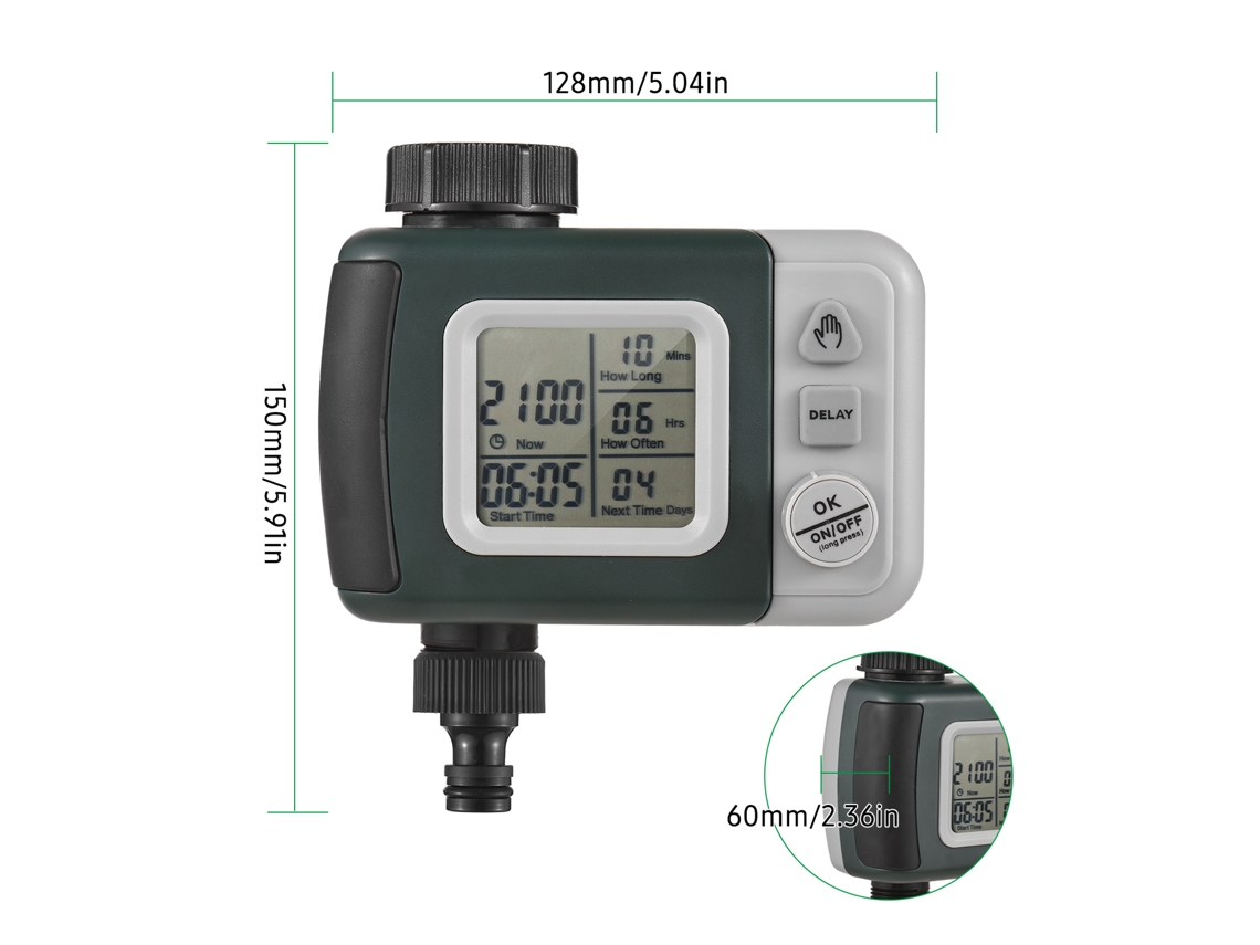 Controlador De Riego Automático Inteligente Con Temporizador Digital Para Jardín, Césped E Invernadero Con Retardo Por Lluvia.