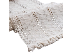 Corredor De Mesa Bohemio, Granja Boho Macrame Diseño Rectangular, Algodón Lino Macrame, Aislante Térmico Corredor Repelente De Suciedad Para Mesas De