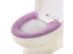 Asiento De Inodoro Universal Elástico Lavable Sin Descoloración Tapa Calefactada De Invierno Material Suave Fucsia