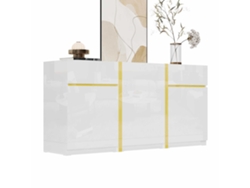Aparador Lujoso 180 Cm - Acabado Brillante, Armario Moderno Con Tres Puertas Y Dos Cajones, Ideal Para Salón, Comedor Y Entrada - Blanco