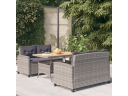 Juego de comedor de jardín con cojines de mimbre gris, Dkd Home Decor