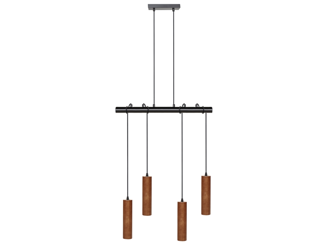 Lámpara de techo BELIANI Tutaki de Hierro, Madera de roble Negro 61x16x162