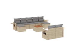 Conjunto de 10 sofás de jardín con cojines, mimbre, beige mixto, MAISON EXCLUSIVE (10 piezas)