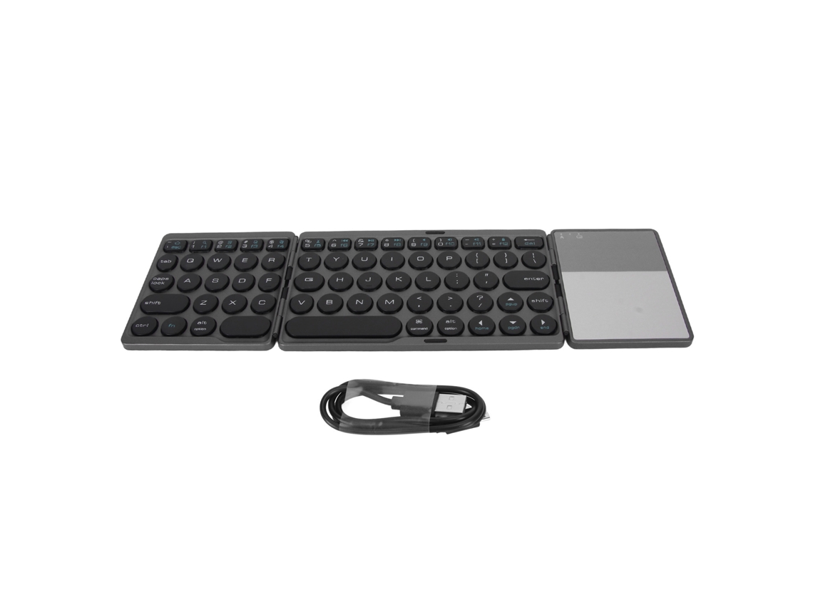 Teclado Plegável Bluetooth Com Touchpad Universal 64 Teclas 140mah Sem Fio Portátil Preto