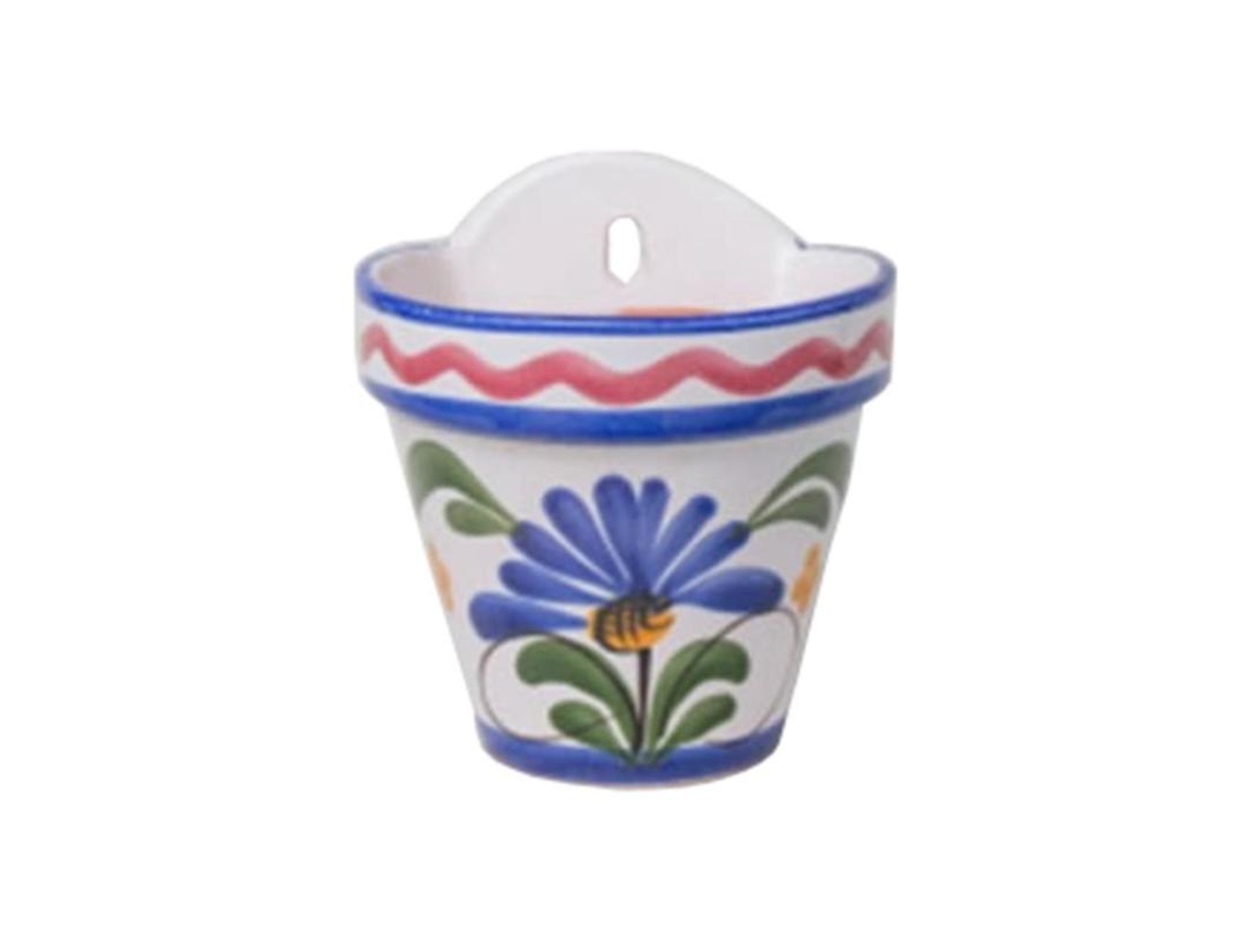 Maceta ceramica flor colgar 16x16 cm