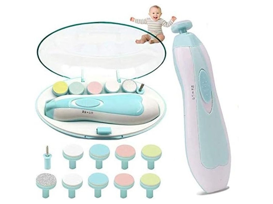 Lima De Uñas Eléctrica Para Bebés Con Luz, 10 Almohadillas De Repuesto Y 4 Velocidades.