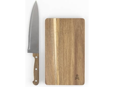 Juego De Cuchillos De Cocina Y Tabla De Cortar SCALPERS (100% Acero Inoxidable - Mango De Madera - Tabla De Madera)
