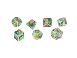 2026yncm-set De 7 Dados Metálicos Poliedros En Color Blanco Claro Con Números Naranja Rojo Para Juegos De Mesa
