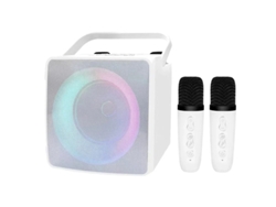 Máquina de karaoke Gusshious con micrófono dual y luz LED RGB, compatible con altavoz Bluetooth - Blanco