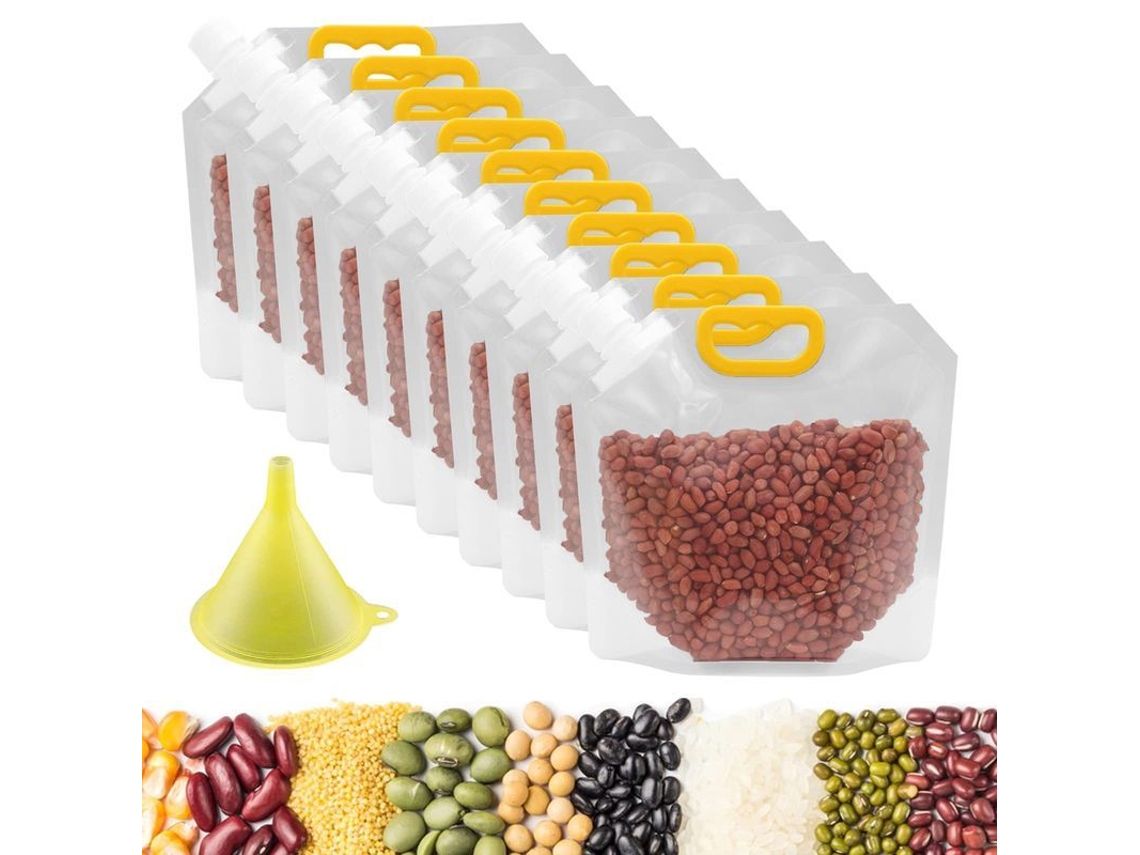 2026da-10 Bolsas Herméticas Antihumedad Para Granos Reutilizables Con Embudo Y Diseño Vertical