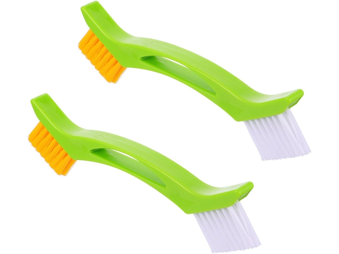 Juego De 2 Cepillos De Limpieza Con Mango Ergonómico De Plástico, Color Verde.