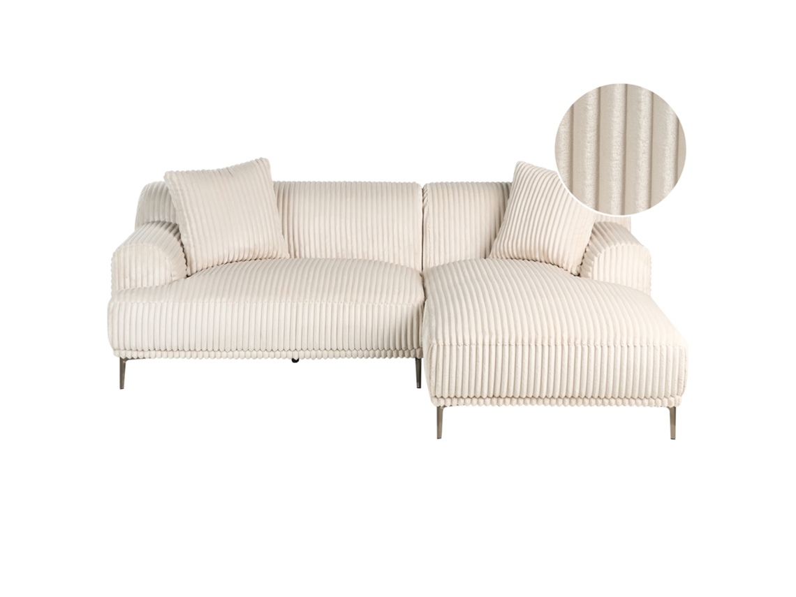 Sofá esquinero Beliani Stenum Bombazine blanco 242x168x80