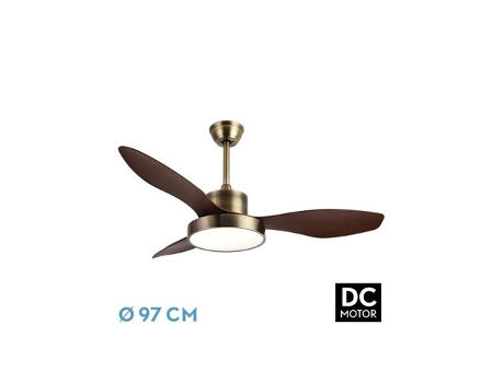 Ventilador DC Hayate 24W Cuero/Roble 3 Aspas FABRILAMP