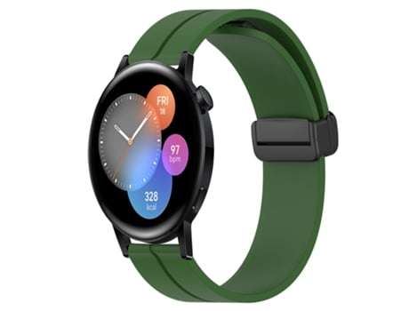 Correa de reloj inteligente para Huawei Watch 3 22 mm Correa de reloj de silicona con cierre magnético de color sólido (verde militar)