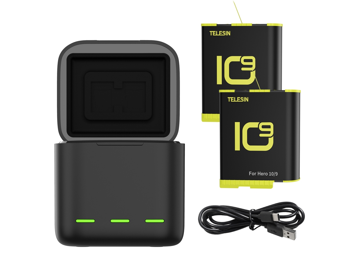 Cargador de baterías y baterías para GoPro Hero 9 y 10, estuche de carga GoPro.