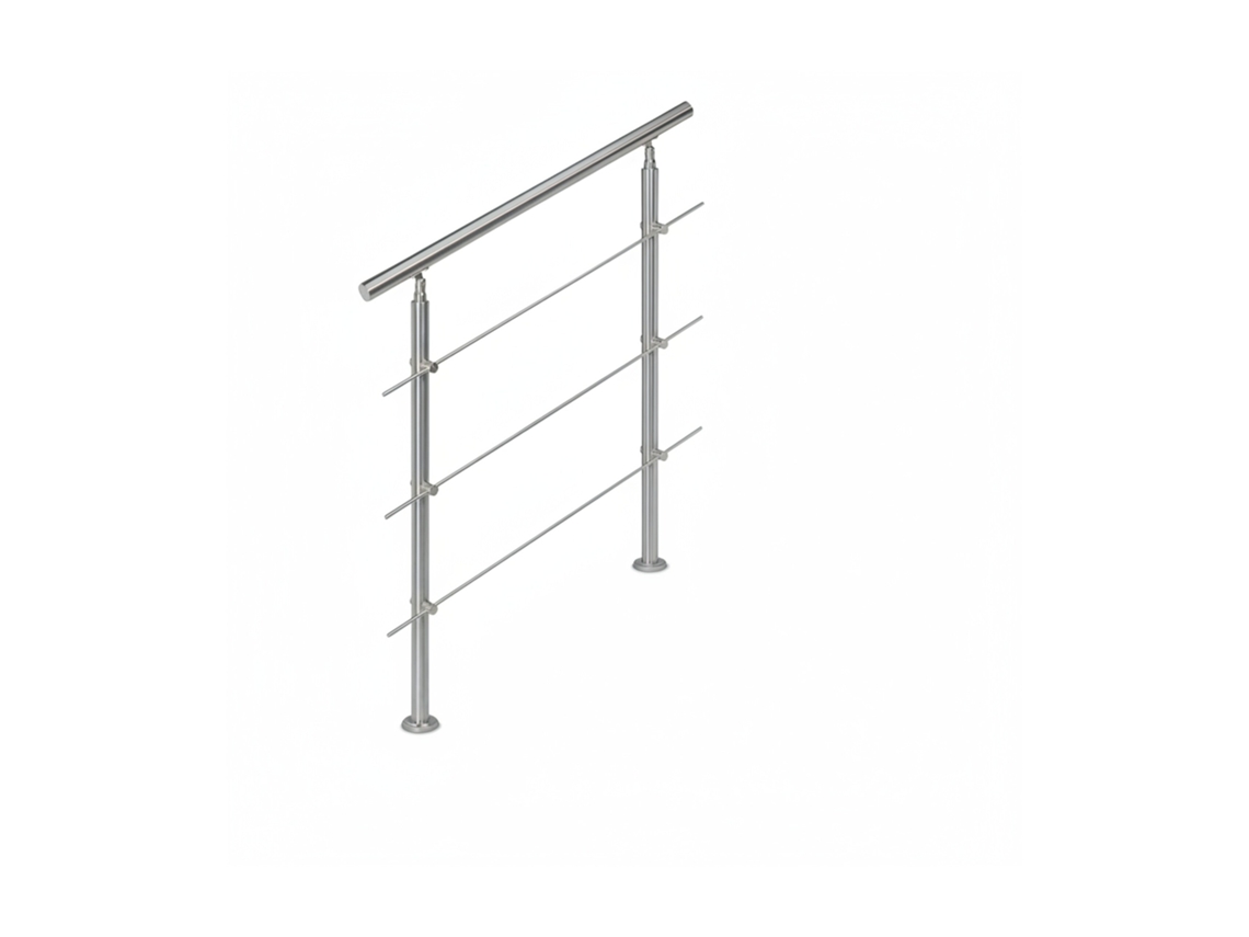 Relaxdays Conjunto De Corrimão Em Aço Inox, Para Interior E Exterior, 1,0 M, 2 Postes, 3 Barras, Prateado
