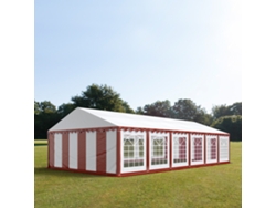 Carpa para fiestas 6x12 M, PVC 700, roja y blanca, portaherramientas