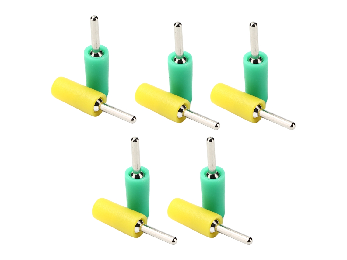 2026-as-5 Conjuntos De Plug Banana De Latón Niquelado Recto 2mm Para Enchufe Panel Resorte Interno Amarelo-verde J.10001