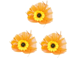3pièces Fascinator Fleur De Tournesol Tulle Avec Voilage Pour Mujers Accessoire Élégant Mariage Tea