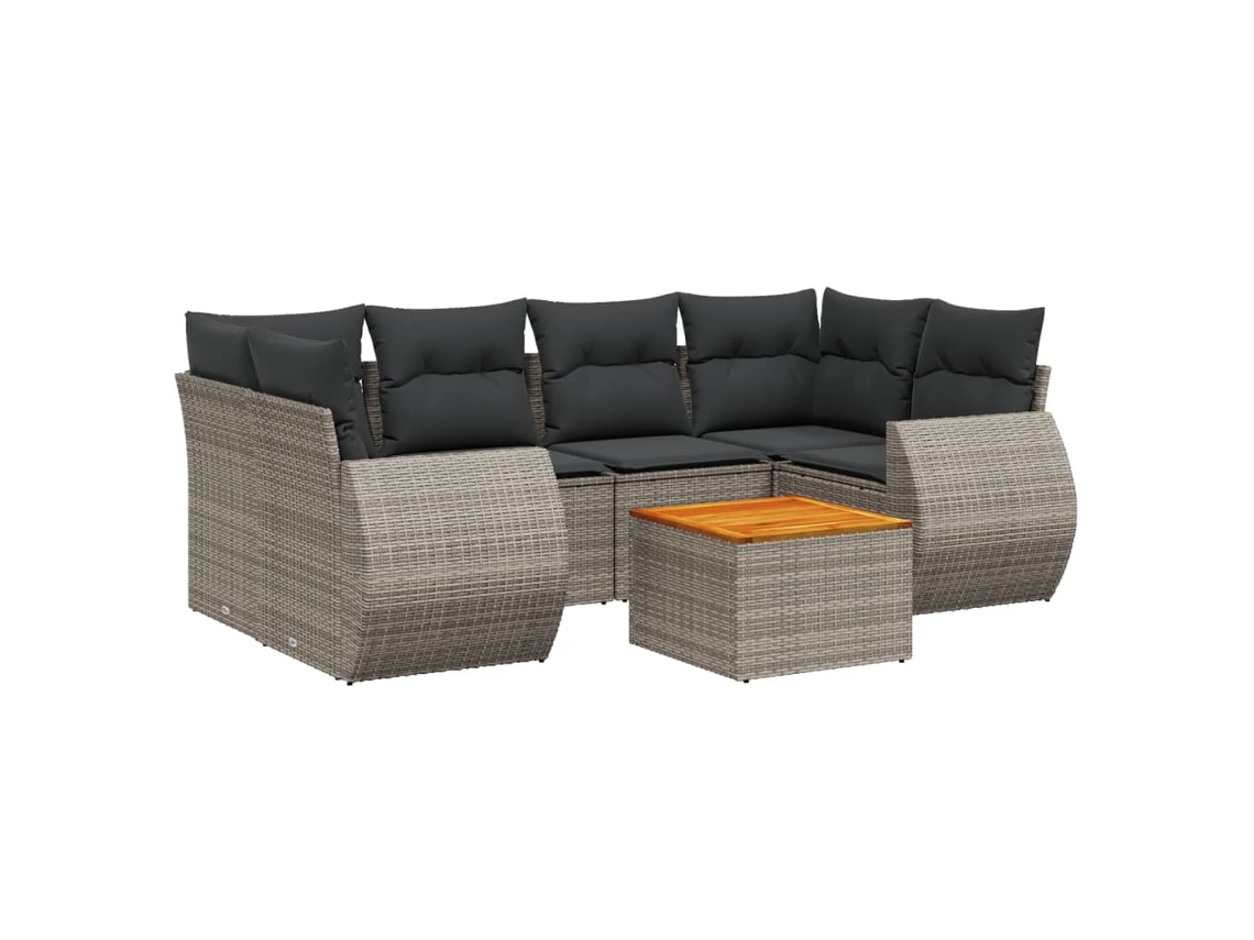 Maison Exclusive - Set De Sofás De Jardín 7 Piezas Con Cojines Ratán Pe Gris