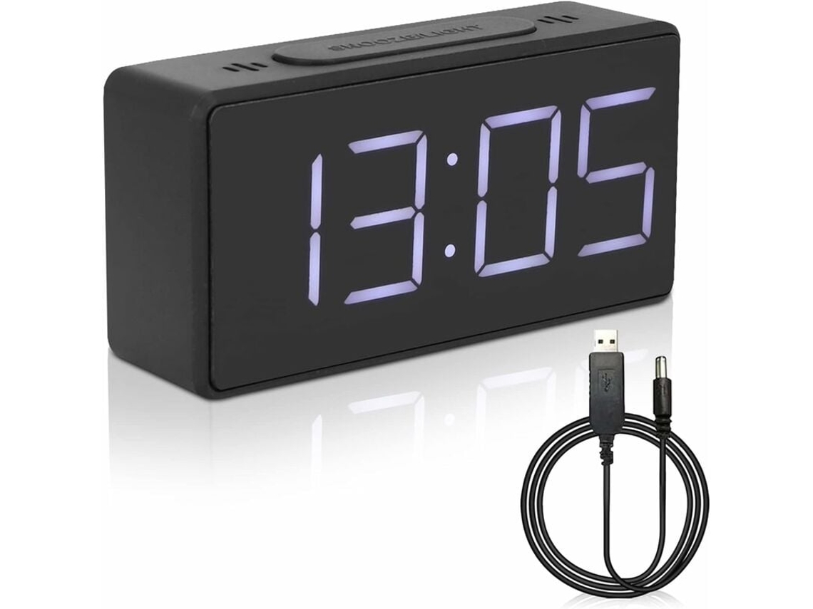 Despertador LED versátil para personas mayores y estudiantes, reloj digital multifuncional con alarmas duales, función de repetición, control por voz y gran pantalla LED.