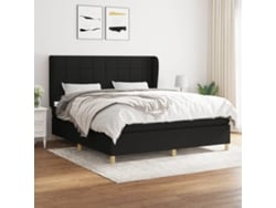 Cama Box Spring Con Colchón Tela Negro 160x200 Cm
