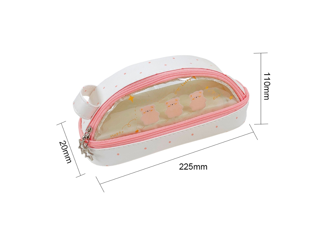 Estuche De Lápices Grande Doble Capa Cute Kawaii Transparente Para Niños Y Niñas