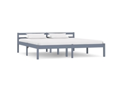 Estructura De Cama Sin Colchón Madera De Pino Gris 160x200 Cm