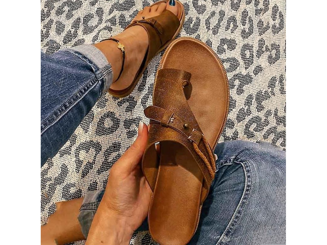 2026-sandalias Ortopédicas Para Mujer Corrección De Juntura De Bunion Tacón Plano Zapatos Deslizantes Hqd Eu 42 Marrón