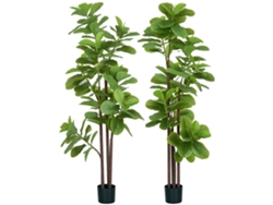 Conjunto de 2 ficus lyrata artificiales, de 180 cm de altura, con maceta.