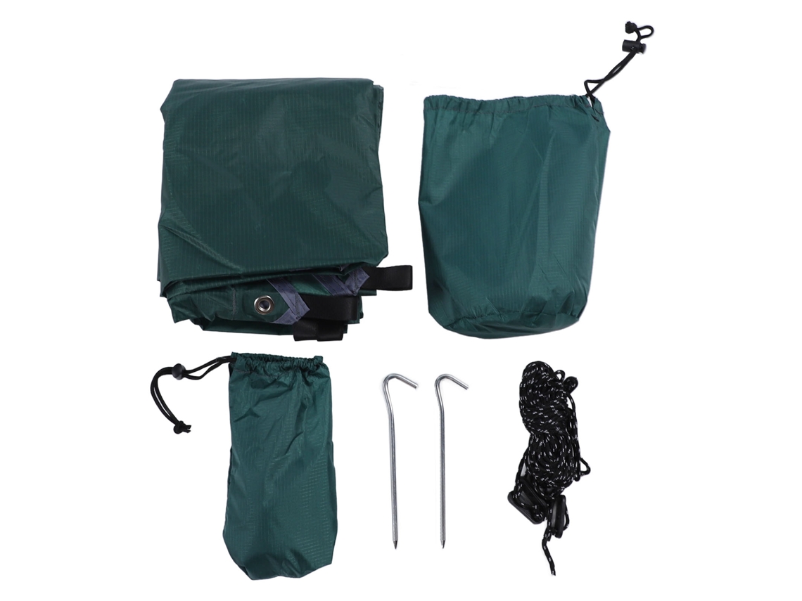 Toldo multifuncional para acampar, cuadrángulo, impermeable, protector solar, lona, hamaca, tienda de campaña para exteriores, para acampar al aire libre, playa, verde oscuro