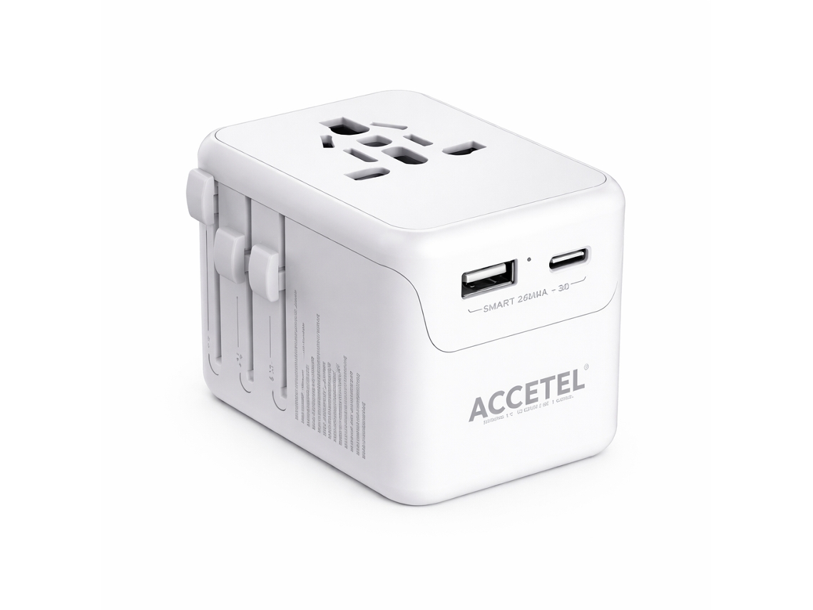 Adaptador de viaje universal internacional Accetel UC606W blanco
