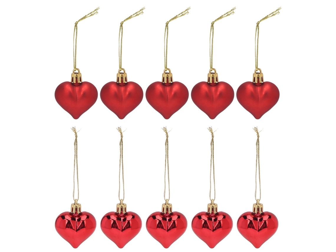 24 Peças Bolas Pendentes de Amor Natal Forma Coração Plástico Gancho Desmontável