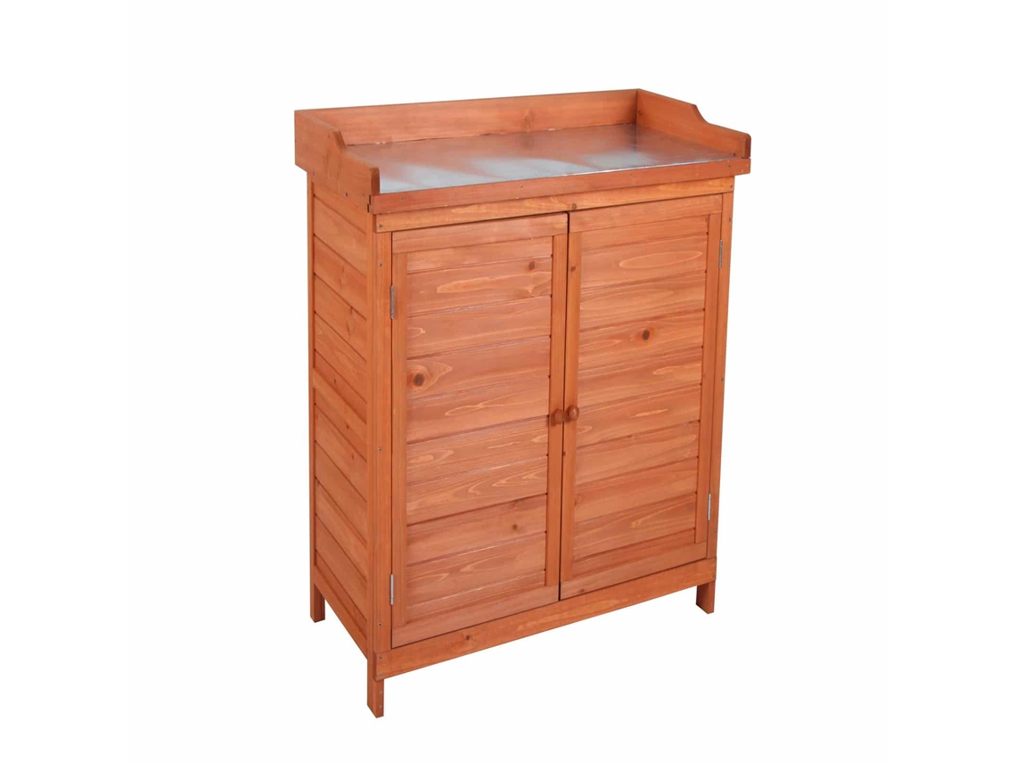 Armario Multiusos para Jardín GARDIUN Ally 75X40X94 Cm En Madera de Abeto Tratada Con Pintura Eco Y Encimera de Acero Galvanizado