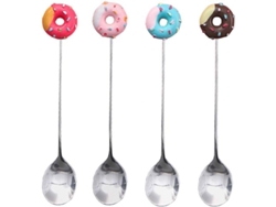 2026-40226-4 Cucharas De Acero Inoxidable Con Diseño De Dona Para Café Té Helado Postre Azúcar