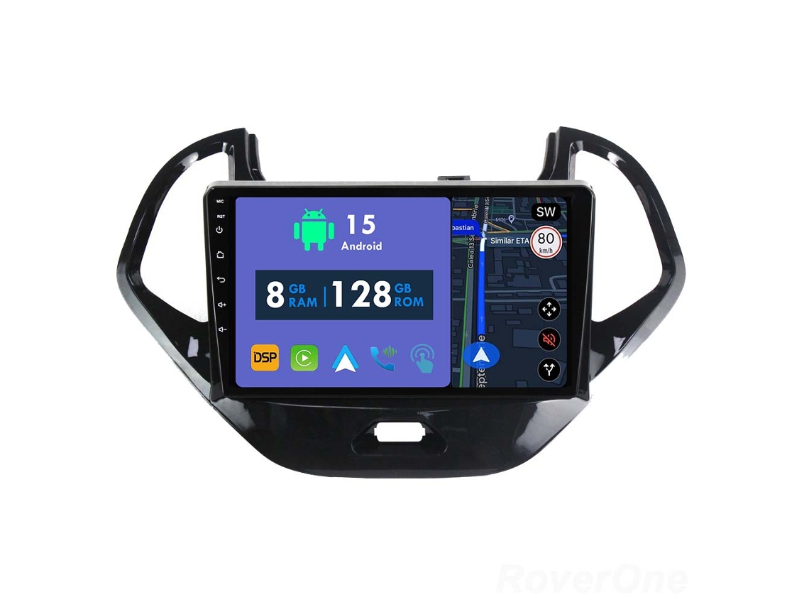 Coche Radio Android Auto Autoradio 8GB RAM 128G ROM CarPlay Navegación GPS Pantalla Táctil RoverOne para Ford Figo 2015 - 2018 