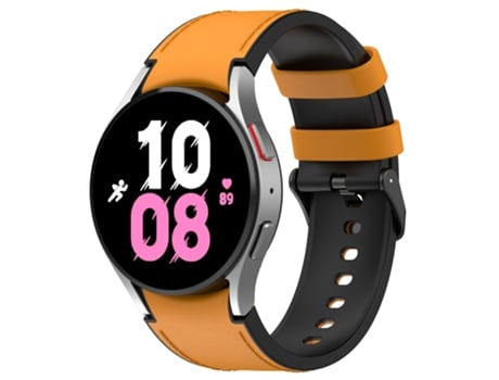 Correa de reloj inteligente para Samsung Galaxy Watch5 de 44 mm / 40 mm con hebilla de cuero de silicona negra, Talla: S (amarillo)