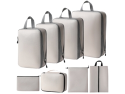 Bolsa de almacenamiento de compresión, juego de 8 piezas, bolsa de viaje ligera, color beige Siurno